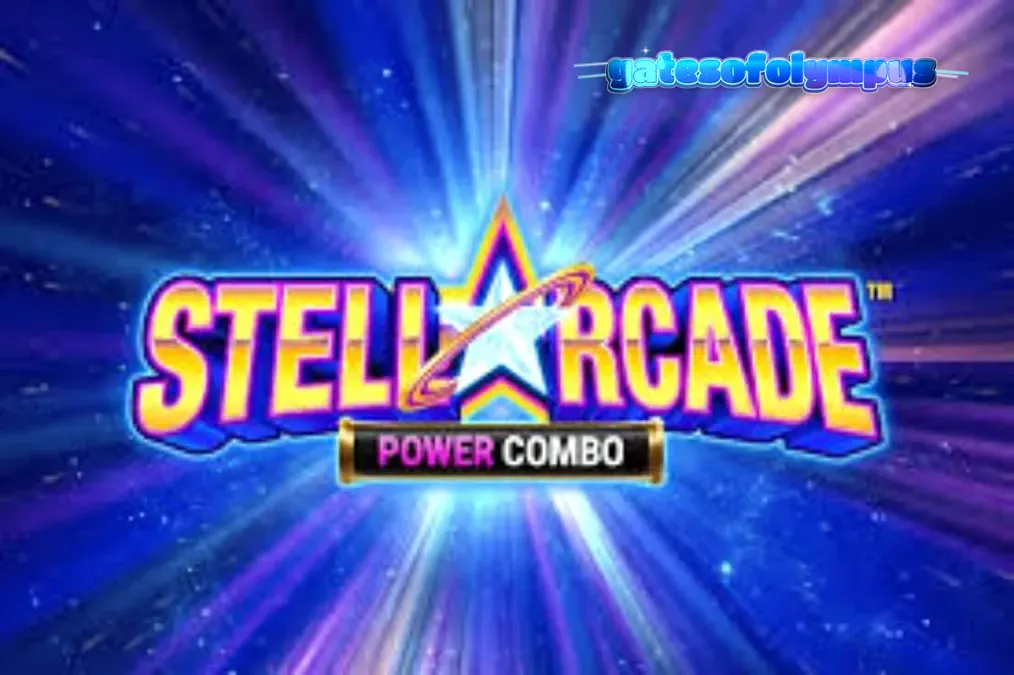 Tampilan visual neon retro dari slot Stellarcade Power Combo